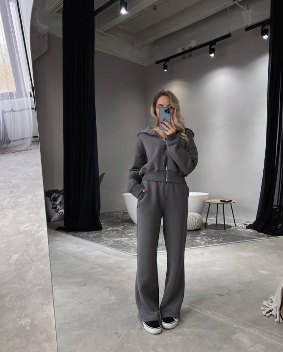 7 Спортивний костюм на флісі з довгою блискавкою з капюшоном